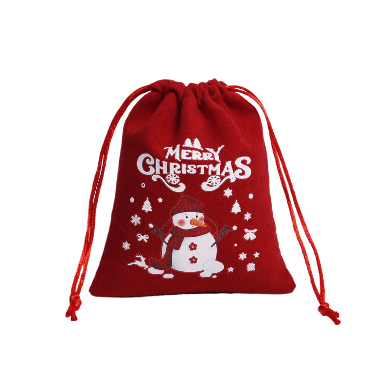Wholesale Christmas Gift Bag Set Custom Drawstring  Velvet Bag